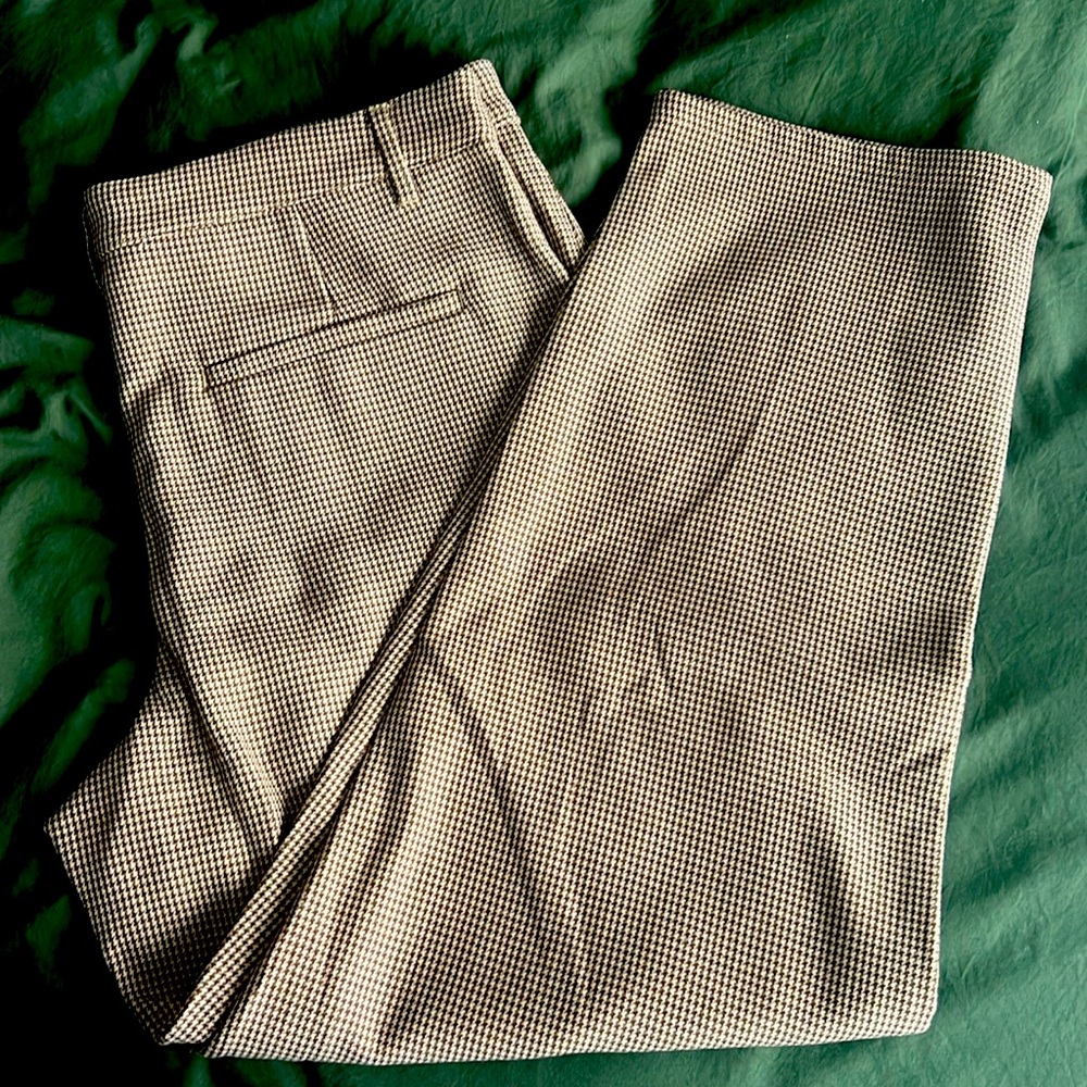 Bound Dogtooth Woven Cropped Trousers